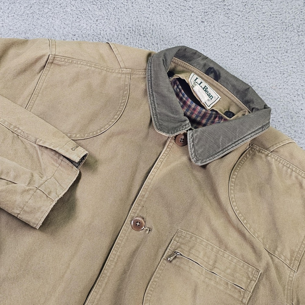 Vintage LL Bean Jacket Mens XL Tall Brown Canvas Chore Coat Made USA 90s